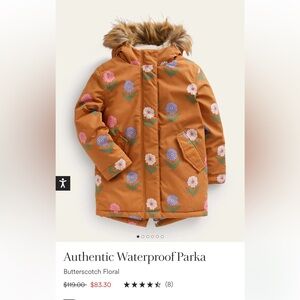 Butterscotch floral mini Boden waterproof parka, 5-6y